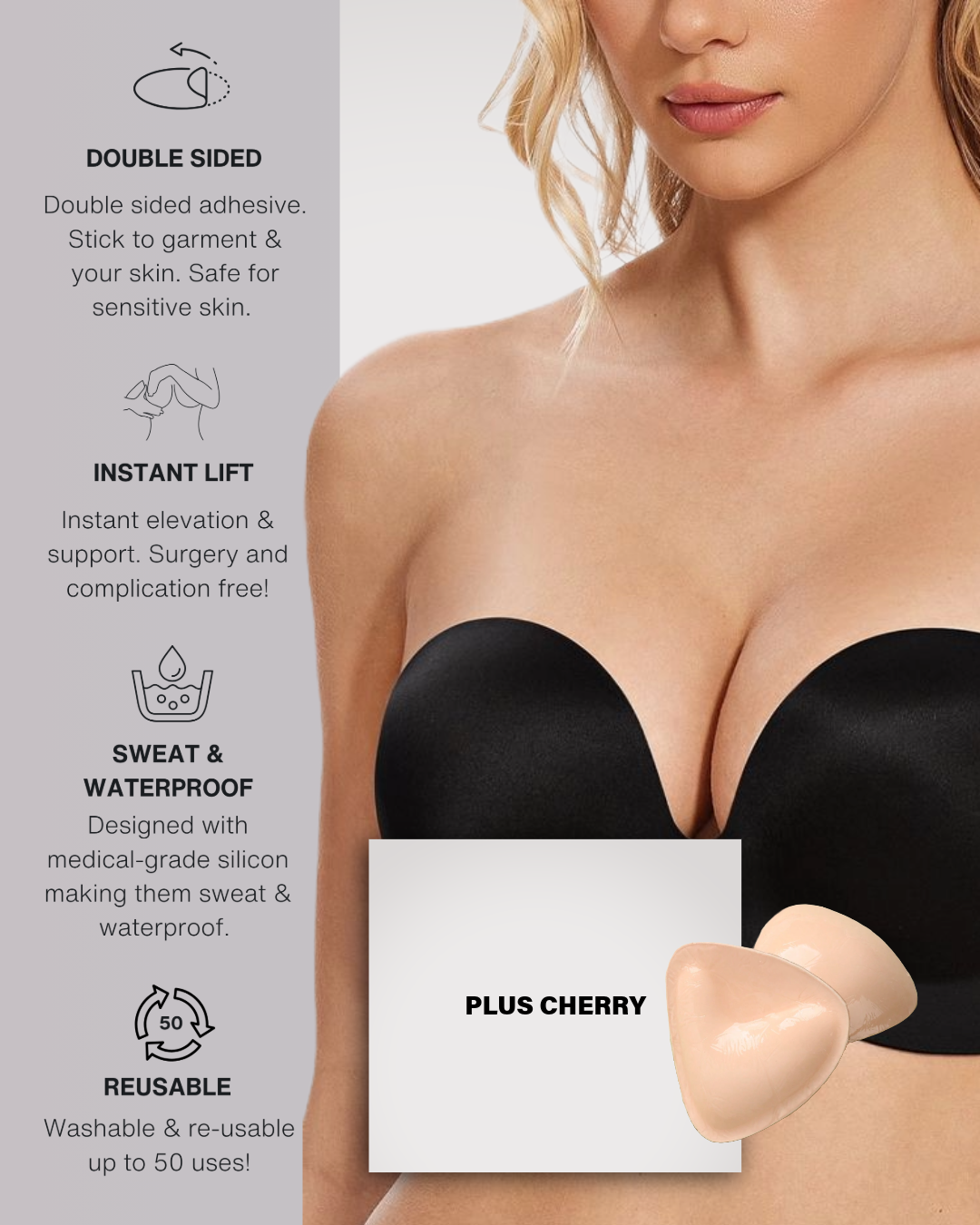 Pluscherry™ Sticky Bra - Invisible Push-Up Inserts